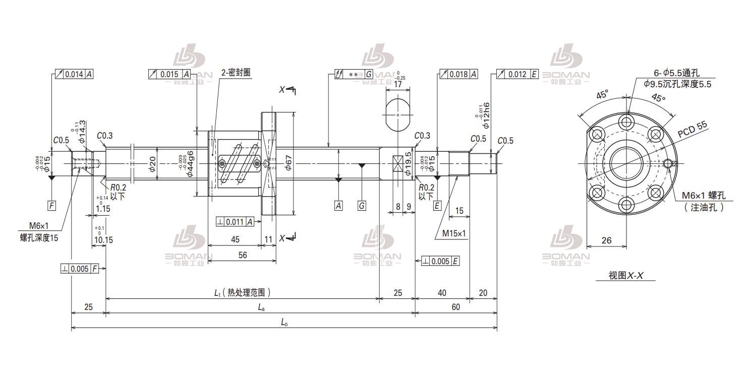 W2002SA-4P-C5Z5-轴端完成品滚珠丝杠