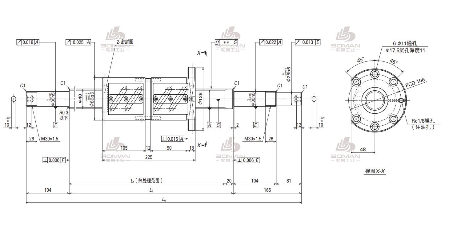 W4024SA-2D-C5Z12-FA标准滚珠丝杠